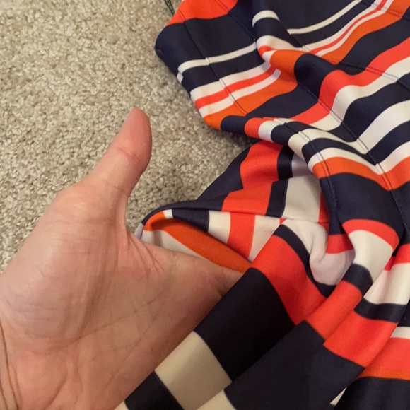 Vince Camuto orange and Navy blue striped dress with pockets - Picture 5 of 5
